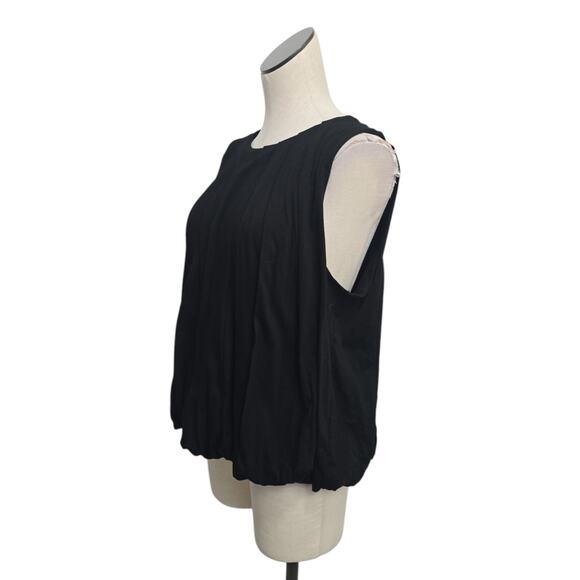 NWT‎ Madewell Sleeveless Crewneck Pleated Bubble Hem Top in Black Sz Large NU852 - Picture 7 of 9